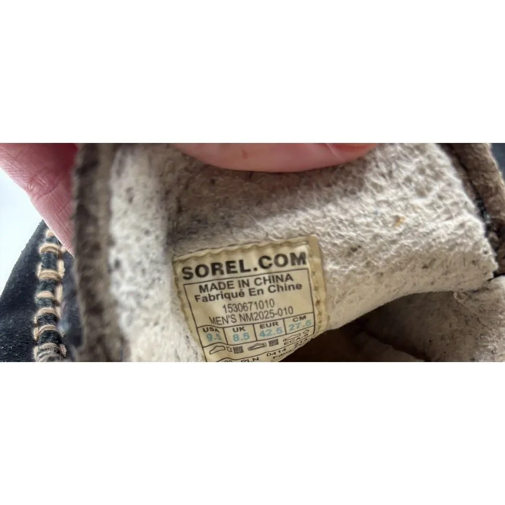 Sorel Falcon Ridge‎ Suede Slippers Black NM2025-010 Mens size 9.5 Slip On Shoes
